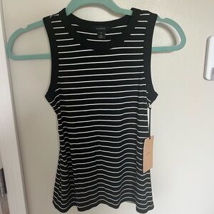 NWT Halogen black and white striped tank top